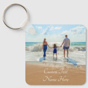 Custom Photo Text Name Keychain Your Family Photos