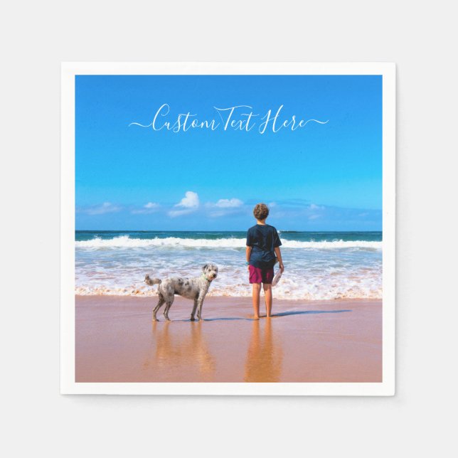 Custom Photo Text Napkins Your Photos with Pets (Front)