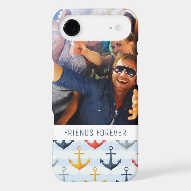 Custom Photo & Text Nautical Pattern with Anchors Case-Mate iPhone Case (Back)