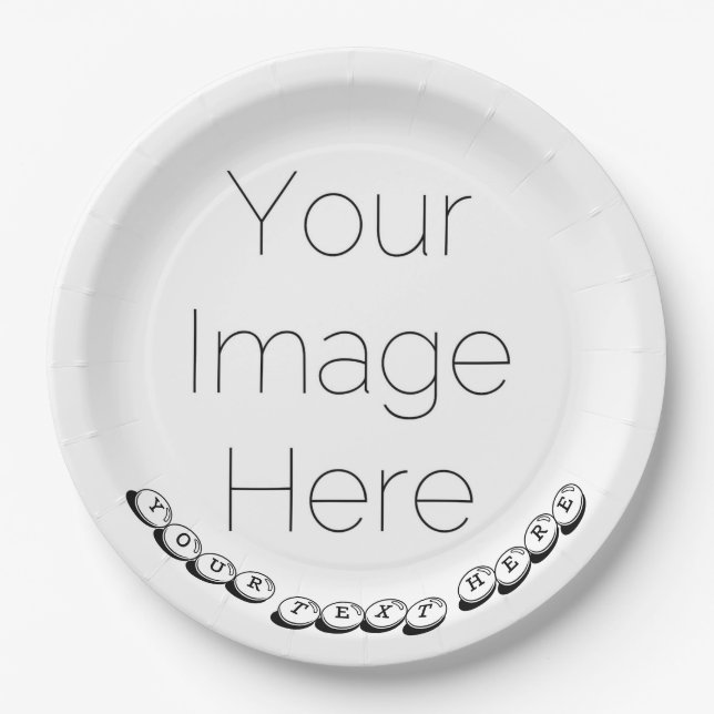 Custom Photo & Text Party Wedding, birthday, paper Plate (Front)