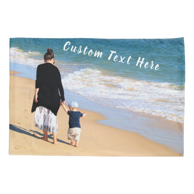 Custom Photo Text Pillow Case with Your Photos (Back)