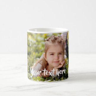 Custom Photo Text Pink White Paint Streaks Borders Coffee Mug