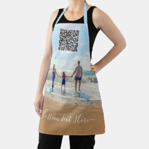 Custom Photo Text QR Code Apron Your Photos Gift
