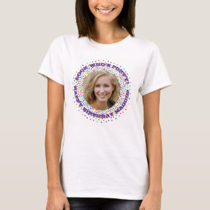 Custom Photo Text    Rainbow Dots 40th Birthday T-Shirt