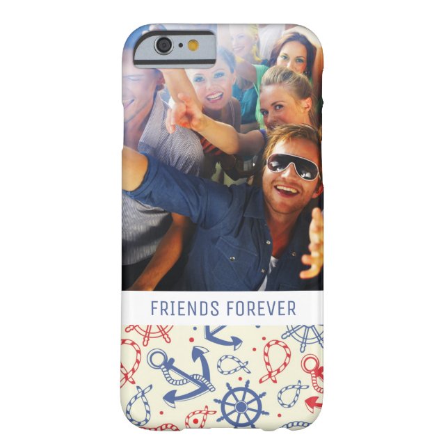 Custom Photo & Text Red and Navy with Anchor Case-Mate iPhone Case (Back)