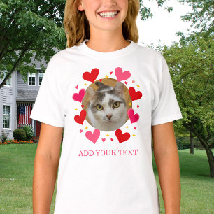 Custom Photo Text Red Hearts Personalised Kids T-Shirt
