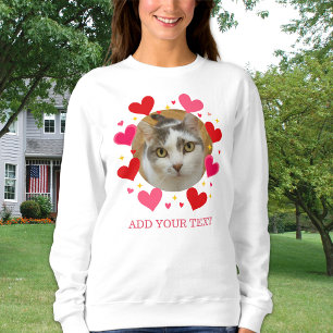 Custom Photo Text Red Love Hearts Personalised Sweatshirt