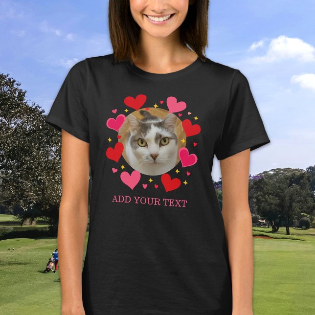 Custom Photo Text Red Love Hearts Personalised T-Shirt (Creator Uploaded)