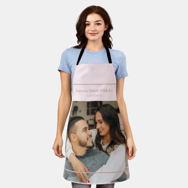 Custom Photo & Text Romantic Gift - Personalized  Apron (Worn)