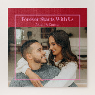 Custom Photo & Text Romantic Gift - Personalized  Jigsaw Puzzle