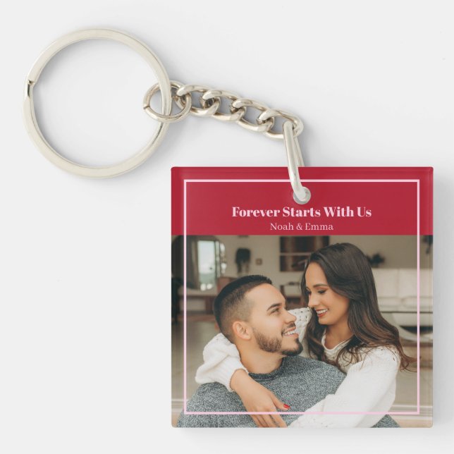 Custom Photo & Text Romantic Gift - Personalized  Key Ring (Front)