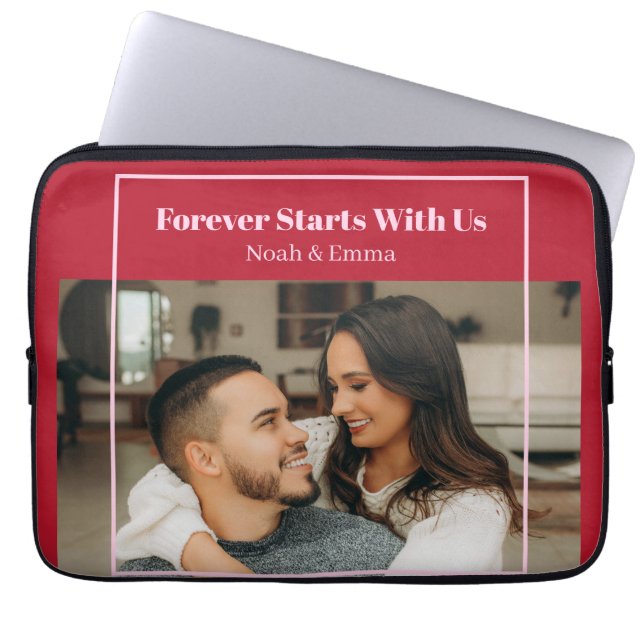 Custom Photo & Text Romantic Gift - Personalized  Laptop Sleeve (Front)