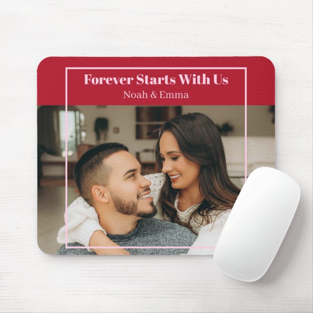 Custom Photo & Text Romantic Gift - Personalized  Mouse Mat (With Mouse)