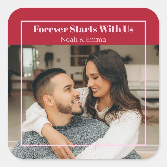 Custom Photo & Text Romantic Gift - Personalized  Square Sticker (Front)