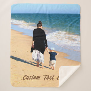 Custom Photo Text Sherpa Blanket Your Photos Gift