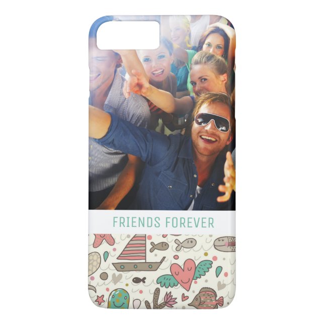 Custom Photo & Text Summer Ships Pattern Case-Mate iPhone Case (Back)