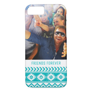 Custom Photo & Text Teal Aztec Tribal Pattern iPhone 8/7 Case