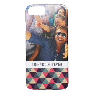 Custom Photo & Text Teal & Pink Triangle Pattern iPhone 8/7 Case