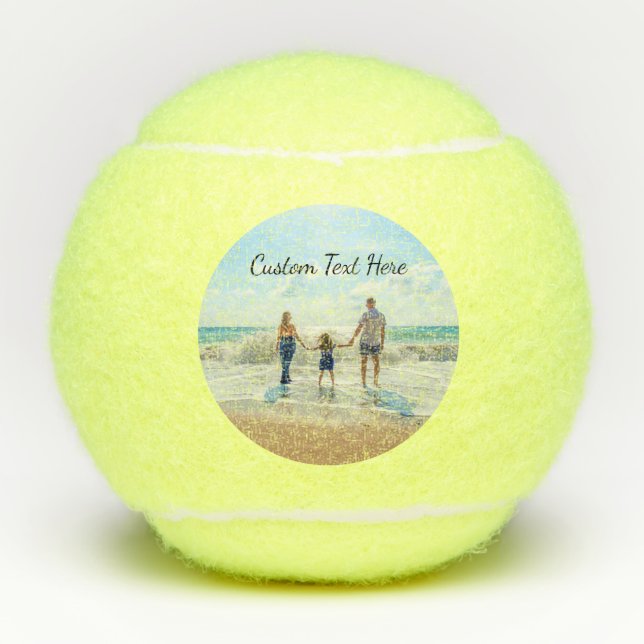 Custom Photo Text Tennis Balls Your Family Design (Front)