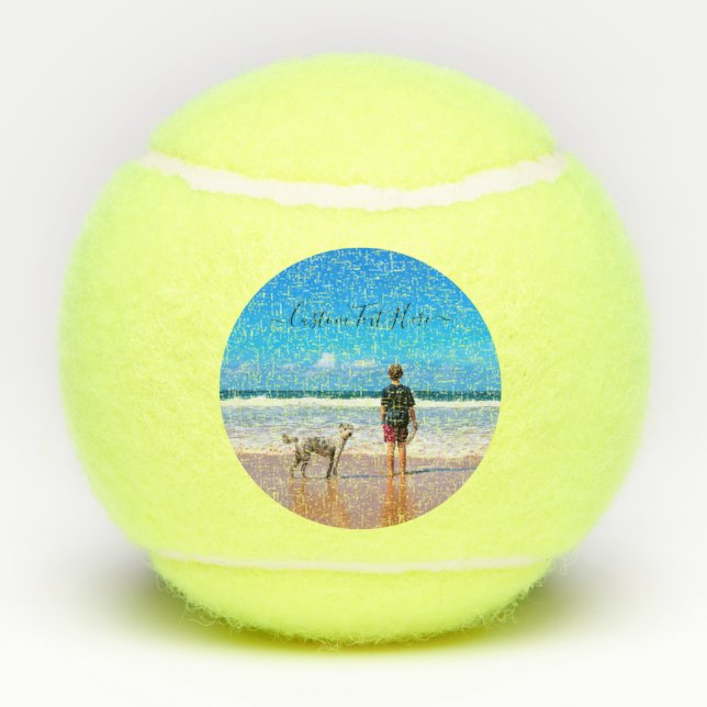 Custom Photo Text Tennis Balls Your Pets Photos  (Back)