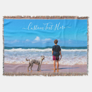 Custom Photo Text Throw Blanket Your Pets Photos