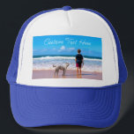 Custom Photo Text Trucker Hat Your Photos Design<br><div class="desc">Custom Photo and Text Hat - Your Own Design - Personalised Family / Friends or Personal Trucker Hats / Gift - Add Your Photo and Text - Resize and move or remove and add elements / text with customisation tool ! Choose / add your favourite font / text colour !...</div>