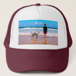 Custom Photo Text Trucker Hat - Your Summer Design<br><div class="desc">Custom Photo and Text - Your Own Design - My Pet - Personalised Family / Friends or Personal Gift - Add Your Photo and Text - Resize and move or remove and add elements / text with customisation tool ! Choose / add your favourite font / text colour ! You...</div>