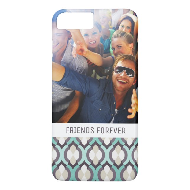 Custom Photo & Text Turquoise Moroccan Pattern Case-Mate iPhone Case (Back)
