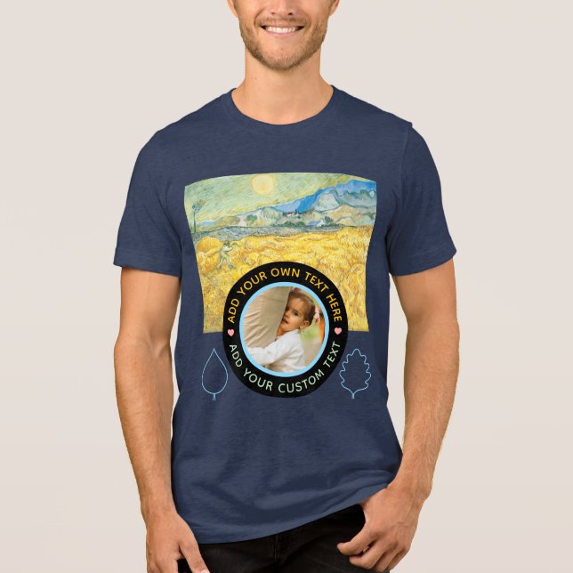 Custom Photo-Text – Van Gogh Art Birthday Holiday Tri-Blend Shirt (Front)