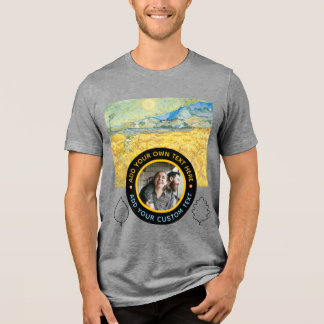 Custom Photo-Text – Van Gogh Art Birthday Holiday Tri-Blend Shirt