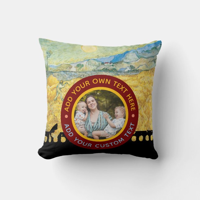 Custom Photo Text – Van Gogh Art Personalised Gift Cushion (Front)