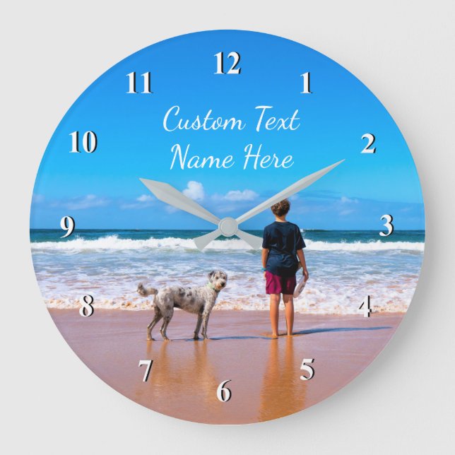 Custom Photo Text Wall Clock Your Design With Pets (Front)