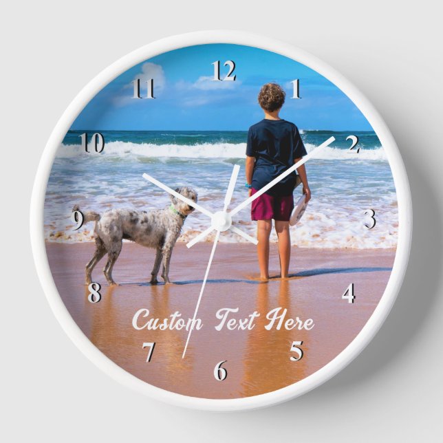 Custom Photo Text Wall Clock Your Pets Photos (Front)