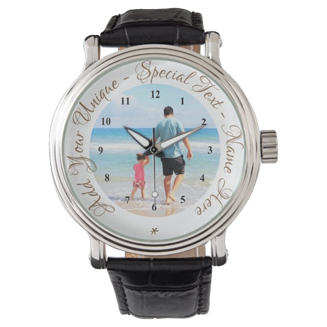 Custom Photo Text Watch Your Family Photos Gift (Front)