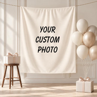 Custom Photo Text Wedding Baby Shower Birthday Tapestry