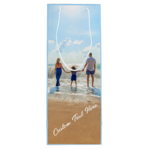 Custom Photo Text Wine Gift Bag Your Photos Gift