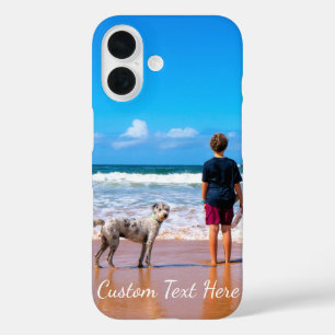 Custom Photo Text with Your Pets Photos iPhone 16 Case