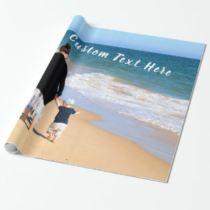 Custom Photo Text Wrapping Paper Your Photos MOM