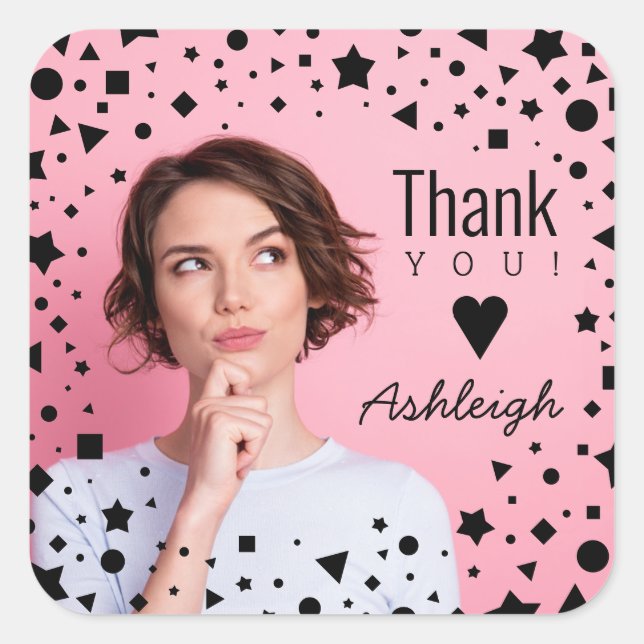 Custom Photo Than You Birthday  Square Sticker (Front)