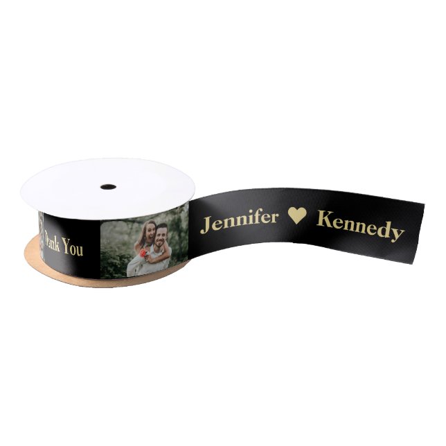 Custom Photo Thank you Couple Name Wedding Favour  Satin Ribbon (Spool)
