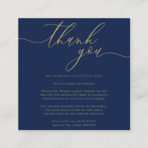 Custom Photo Thank You Dark Blue Gold Enclosure Card