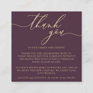 Custom Photo Thank You Mini Midnight Fig Enclosure Card