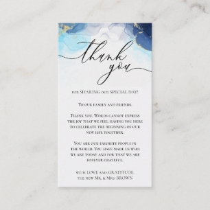 Custom Photo Thank You ombre blue gold Enclosure Card