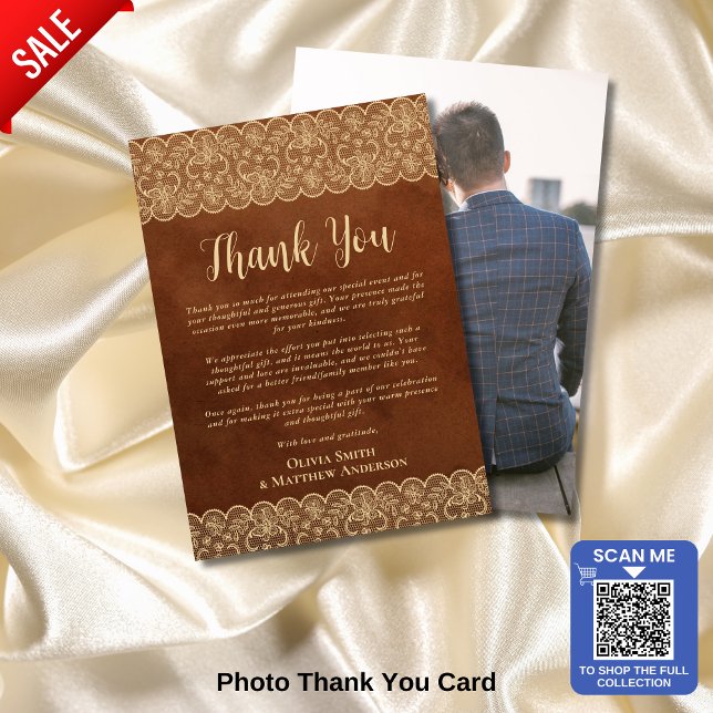 Custom Photo Thank You Rustic Gold Lace (Creator Uploaded)