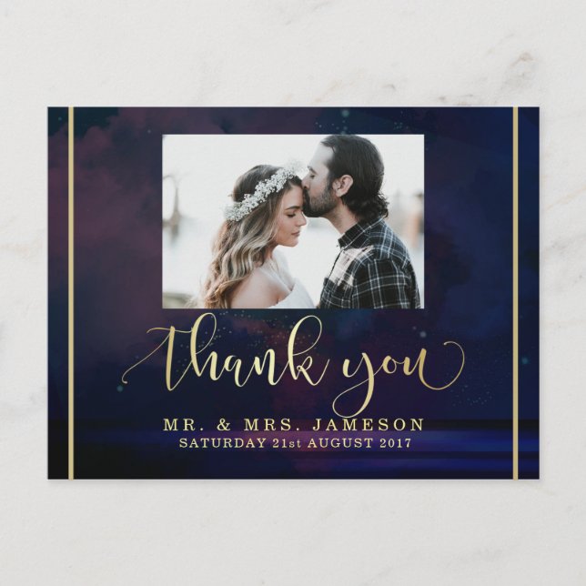 Custom Photo Thank You | Starry Night Sky Postcard (Front)