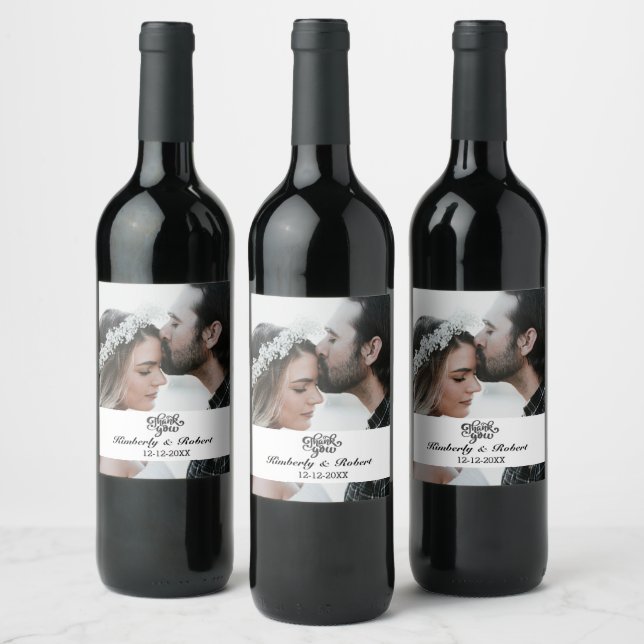Custom Photo Thank You Wedding Wine Label (Bottles)