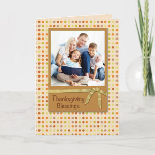 Custom Photo Thanksgiving Blessings, Polka Dots Holiday Card