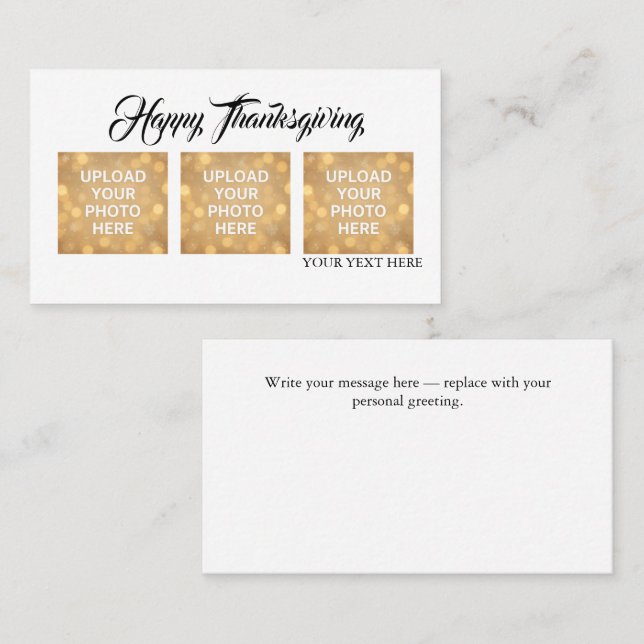 Custom Photo Thanksgiving Greeting  Business Card (Front/Back)