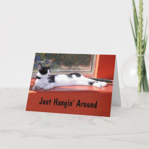 Custom Photo Thinking of You Black White Kitty Card