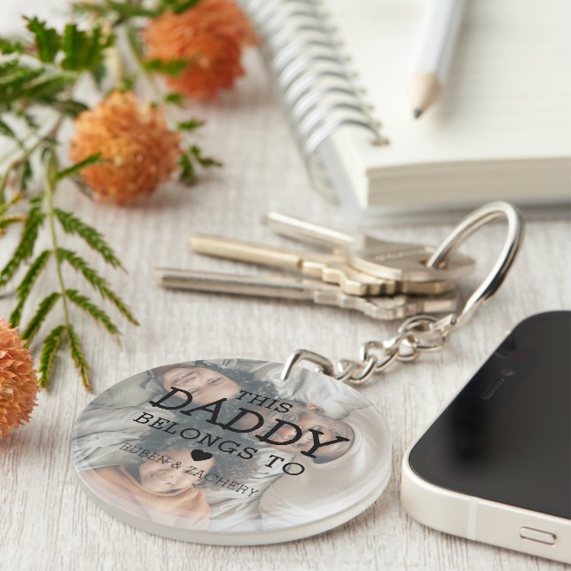 Custom Photo 'This Daddy Belongs To' | Dad Key Ring (Front Right)
